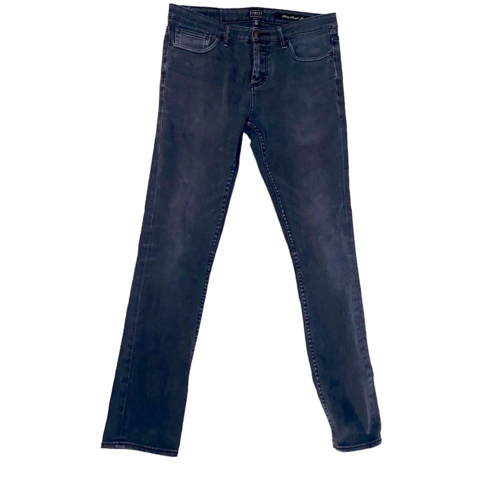 Obey Propaganda Skinny Straight Leg Button Front Jeans Size 32